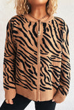 Zebra Pattern Zip Cardigan