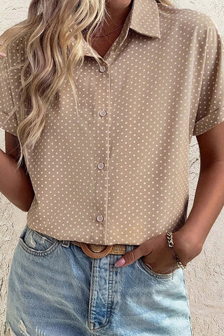 Polka Dot Button-Up Blouse