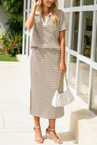 Striped Short-Sleeve Skirt Set