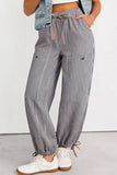 Button Patch Drawstring Pants