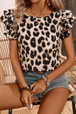 Leopard Flutter Sleeve Blouse