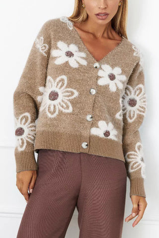 Floral Pattern Button Cardigan