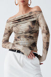 Off-Shoulder Ruched Long Sleeve Top