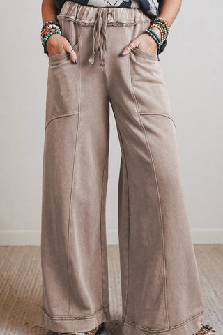 Wide-Leg Casual Pants with Drawstring