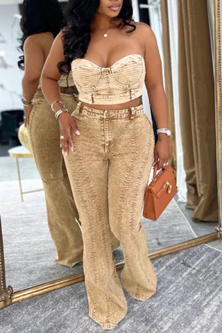 Elegant Corset Flare Pants Set