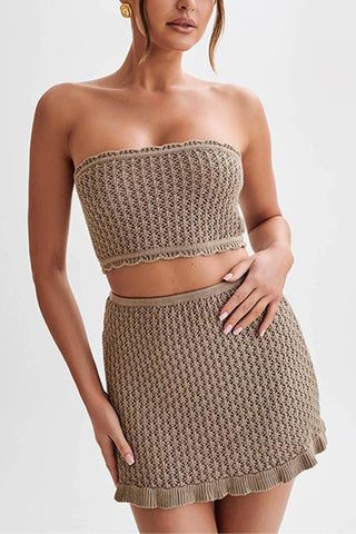 Strapless Knit Skirt Set