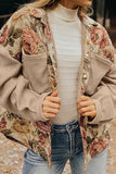 Floral Waffle Knit Patchwork Chest Pocket Jacket