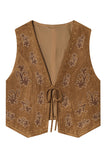 Patterned Tie-Front Vest