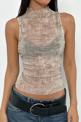 Sleeveless Mock-Neck Tank Top