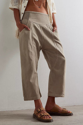 Relaxed-Fit Tie-Waist Denim Pants