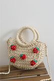 Straw Tote with Strawberry Embellishments