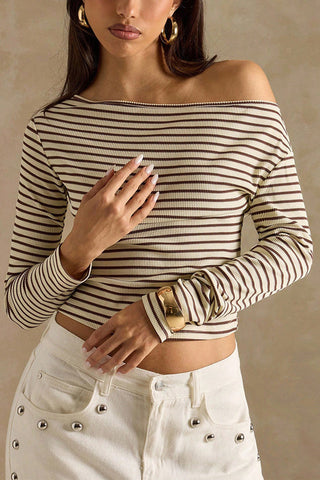 Striped Off-Shoulder T-Shirt