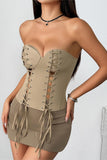 Strapless Lace-Up Corset Top