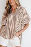 Striped Puff Sleeve Blouse