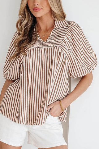 Striped Puff Sleeve Blouse