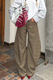 Wide-Leg Checked Casual Pants