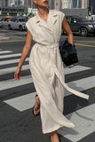 Sleeveless Tie-Waist Casual Dress