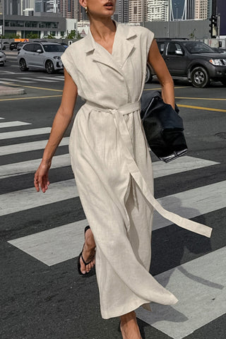 Sleeveless Tie-Waist Casual Dress