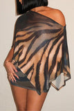 Asymmetrical Zebra-Print Skirt Set