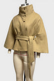 Belted High-Collar Cape