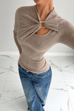 Stylish Ribbed Knot Detail Blouse