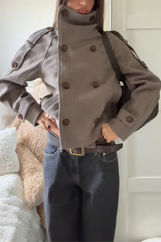 High-Collar Double-Breasted Jacket