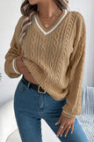 V-Neck Cable Knit Sweater