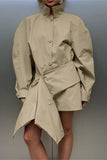 Draped Asymmetric Shirt Skirt Set