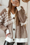 Houndstooth Color Block Button Cardigan