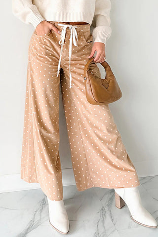 Polka Dot Wide-Leg Casual Pants