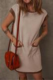 Textured Color Block Trim Shift Mini Dress