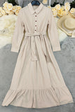Belted Maxi Dress with Button Detail