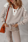 Stripe Textured V Neck Top