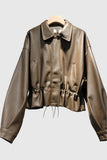 Chic Button-Up Leather Jacket