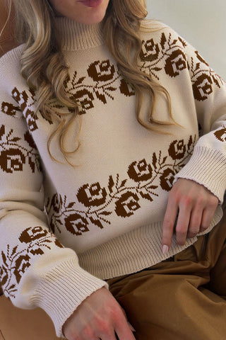 Floral Pattern Knit Sweater