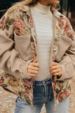 Floral Waffle Knit Patchwork Buttoned Jacket