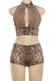 Halter-Neck Cutout Short Set