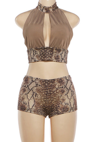 Halter-Neck Cutout Short Set