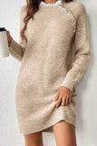 Button-Accent Sweater Dress