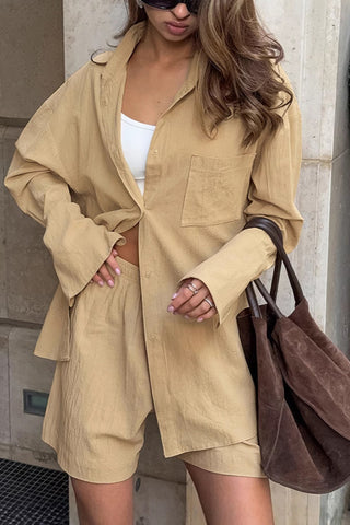 Relaxed Button-Front Short Set