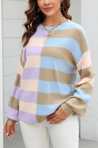 Casual Striped Knit Sweater