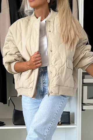 Quilted Snap-Button Casual Jacket