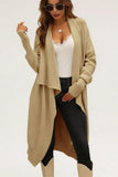 Draped Open-Front Long Cardigan