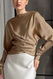 Elegant Satin Draped Blouse