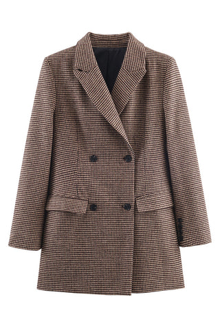 Double-Breasted Houndstooth Blazer