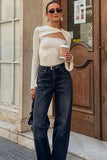 Cut-Out Long Sleeve T-Shirt