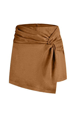 Asymmetric Ruched Wrap Skirt