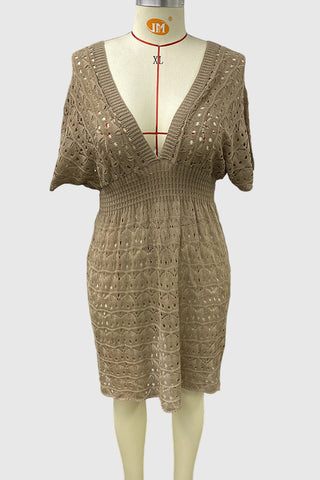 V-Neck Lace Casual Beach Dress