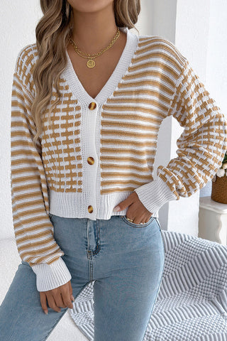 Patterned Button-Front Cardigan