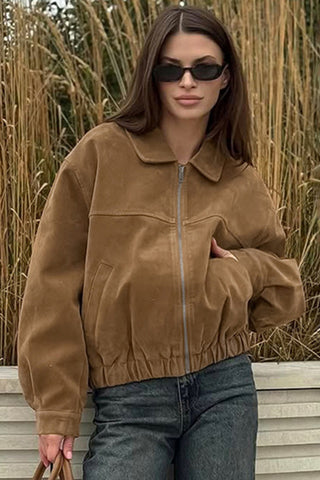 Zip-Front Casual Bomber Jacket